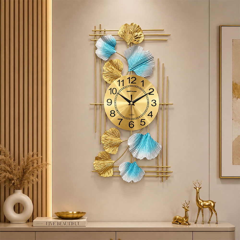TaffHOME Jam Dinding Aesthetic Ginkgo Iron Quartz Movement 45.5cm - 7231X Gambar produk TaffHOME Jam Dinding Aesthetic Ginkgo Iron Quartz Movement 45.5cm - 7231X - 6