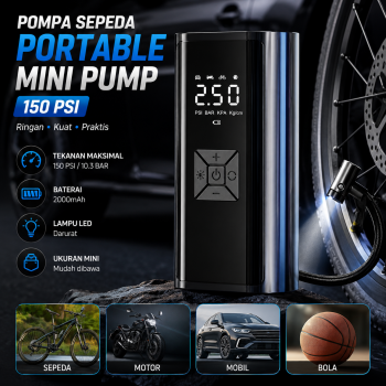 Gambar produk SUITU Pompa Sepeda Portable Mini Pump 150 PSI - EG216