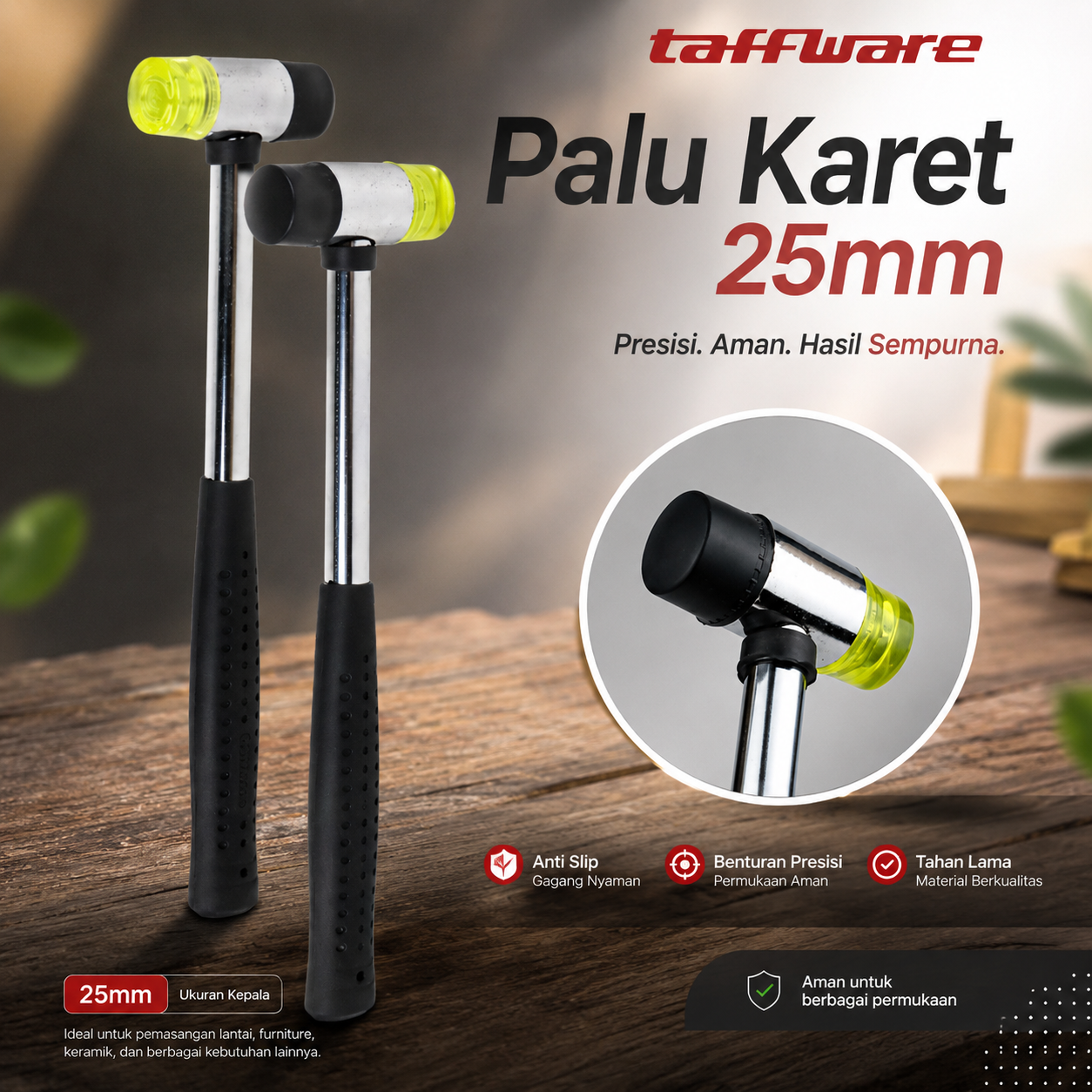 Taffware Palu Karet Mini Double Face Rubber Hammer Mallet 25mm - YA-30 Gambar produk Taffware Palu Karet Mini Double Face Rubber Hammer Mallet 25mm - YA-30 - Utama
