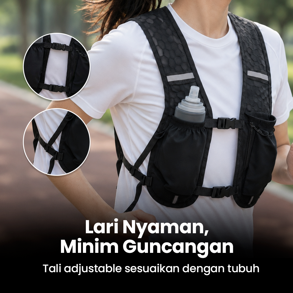 MPP Running Vest Hydrovest Hydration Breathable Rompi Lari Outdoor - WP400 Gambar produk MPP Running Vest Hydrovest Hydration Breathable Rompi Lari Outdoor - WP400 - 2