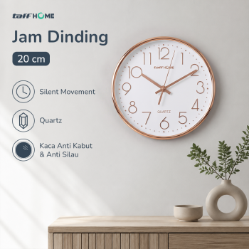 TaffHOME Jam Dinding Quartz Nordic Minimalist Silent Movement 20cm - DG-20