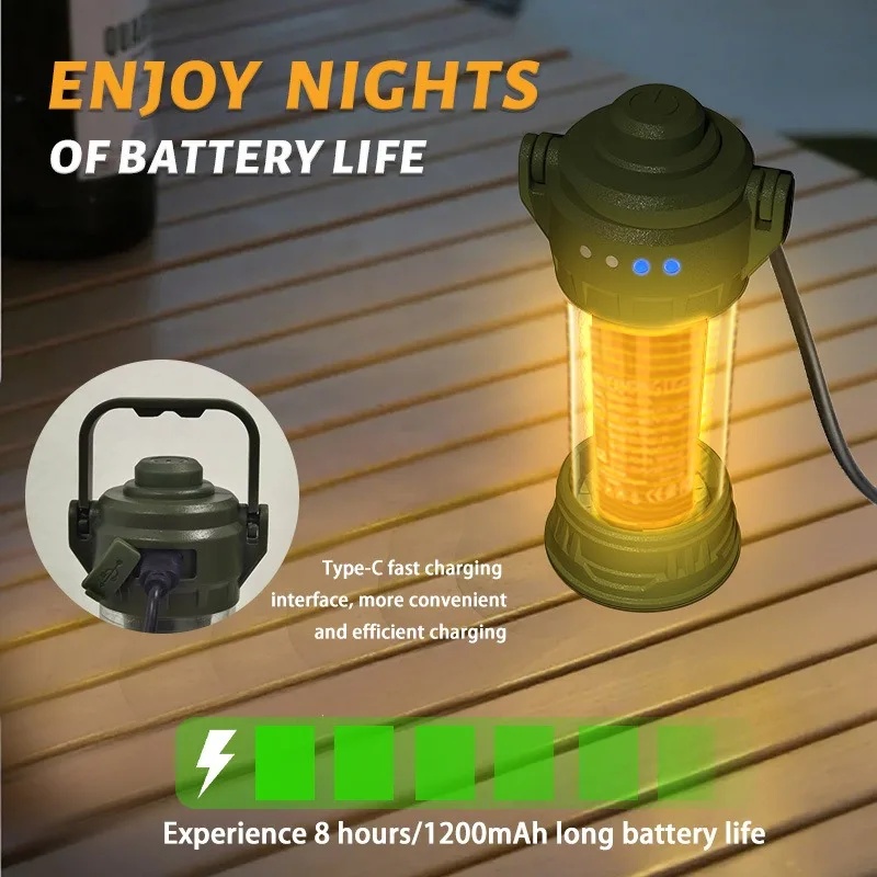 PACOONE Lampu Camping Tenda Gantung Flashlight Retro Style 1200mAh - LY25 Gambar produk PACOONE Lampu Camping Tenda Gantung Flashlight Retro Style 1200mAh - LY25 - 4