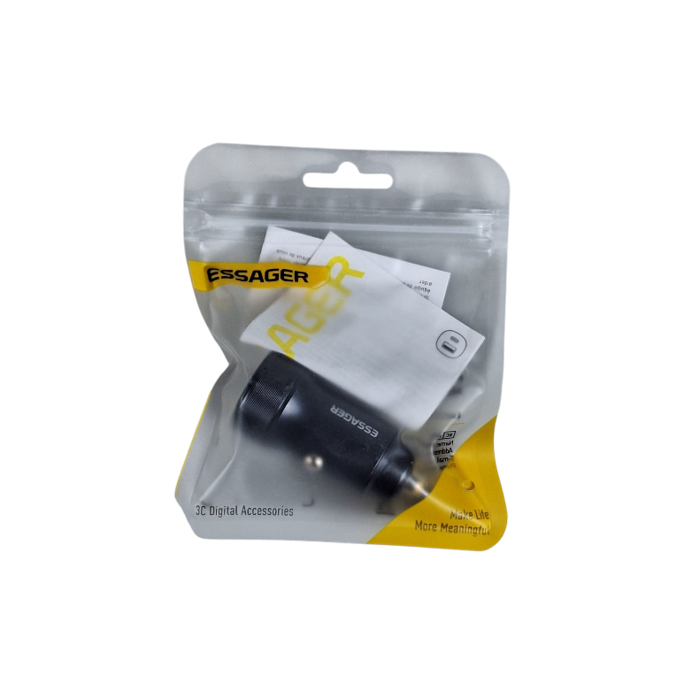 Gambar produk ESSAGER Car Charger Mobil Fast Charging PD QC 3.0 Dual USB 12-24V 30W - ES-CC24 - Kemasan