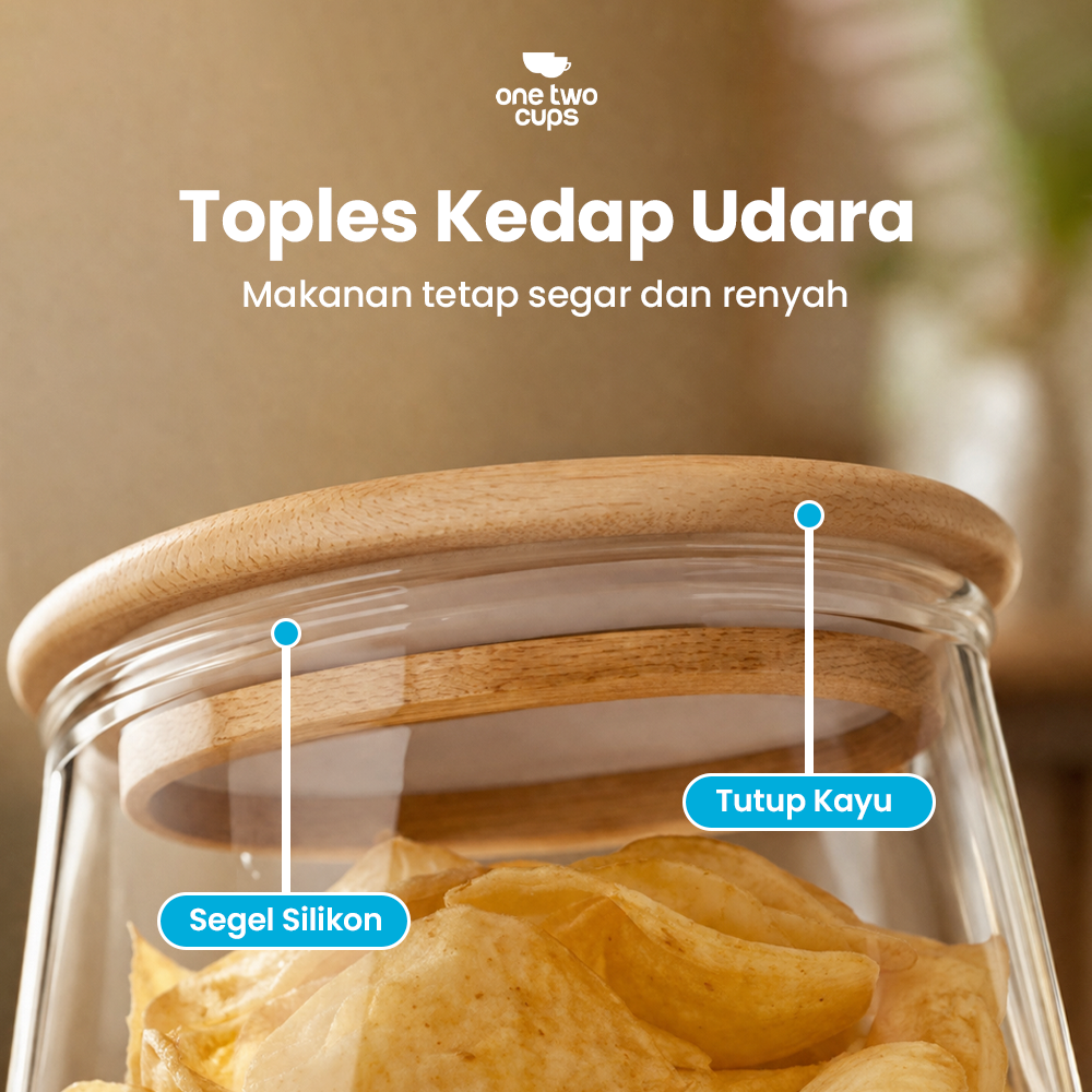 Gambar produk One Two Cups Toples Kaca Penyimpanan Makanan Pyramid Glass Storage Jar 950ml - S12 - 1