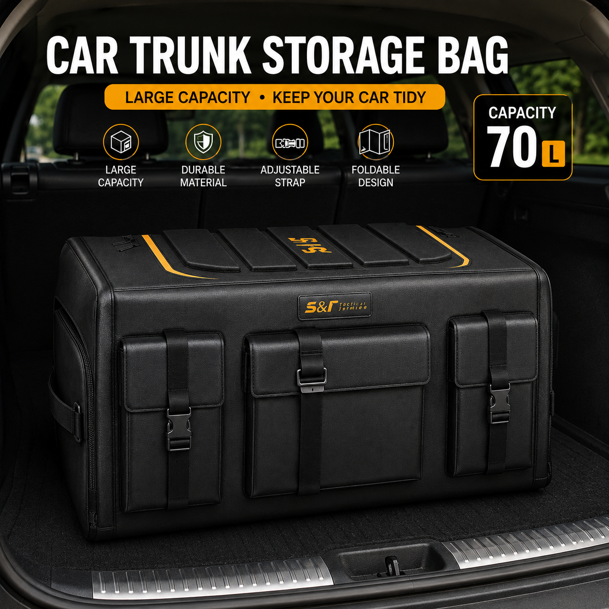 S&R Car Seat Organizer Mobil Bagasi Foldable Oxford 70L - S57 Gambar produk S&R Car Seat Organizer Mobil Bagasi Foldable Oxford 70L - S57 - Utama