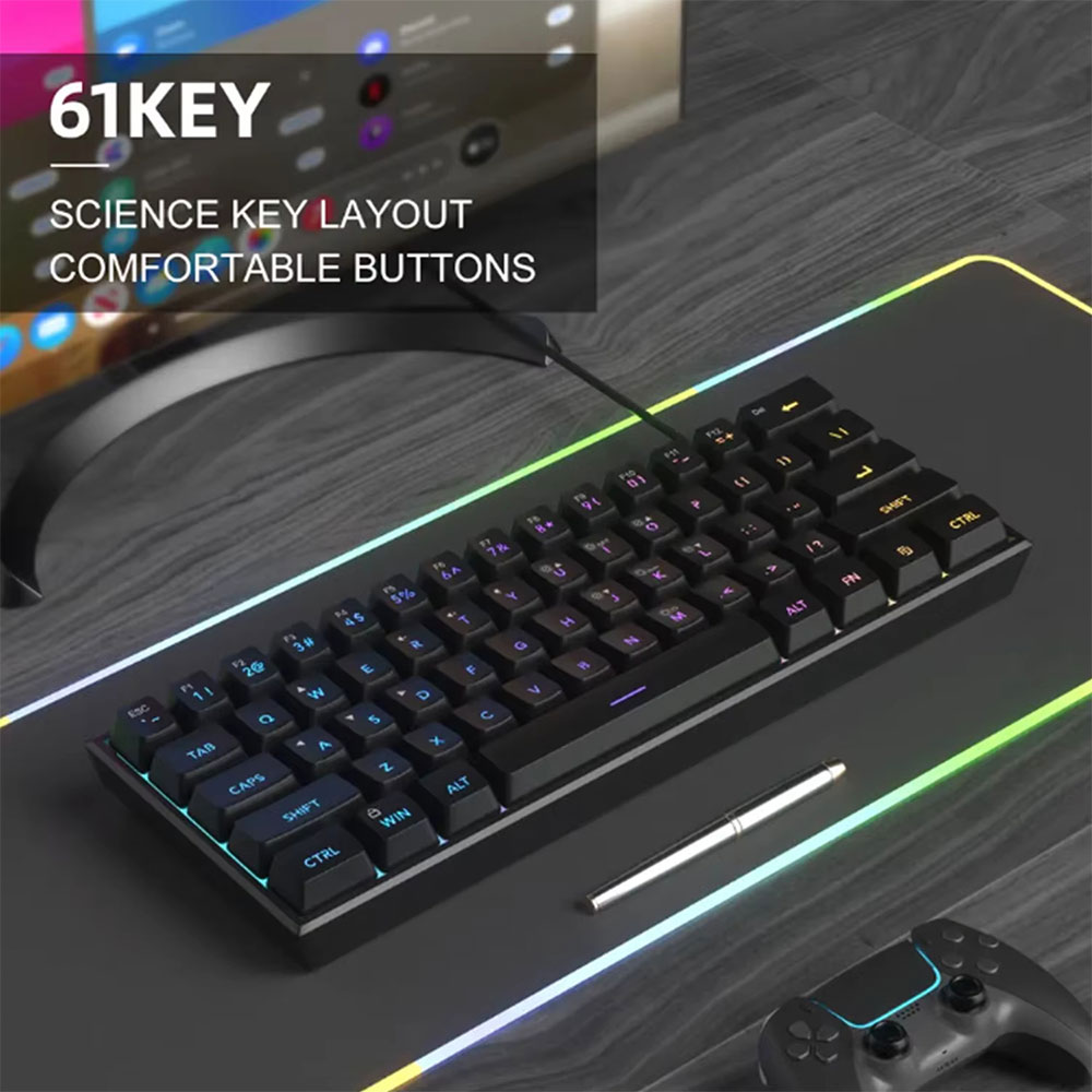 KOO Keyboard Gaming RGB Mechanical Red Switch Wired 61 Keys - MK-61 Gambar produk KOO Keyboard Gaming RGB Mechanical Red Switch Wired 61 Keys - MK-61 - Utama