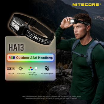 NITECORE Senter Kepala Headlamp LED UHE Dual Power IP66 350 Lumens - HA13 2026 RGB