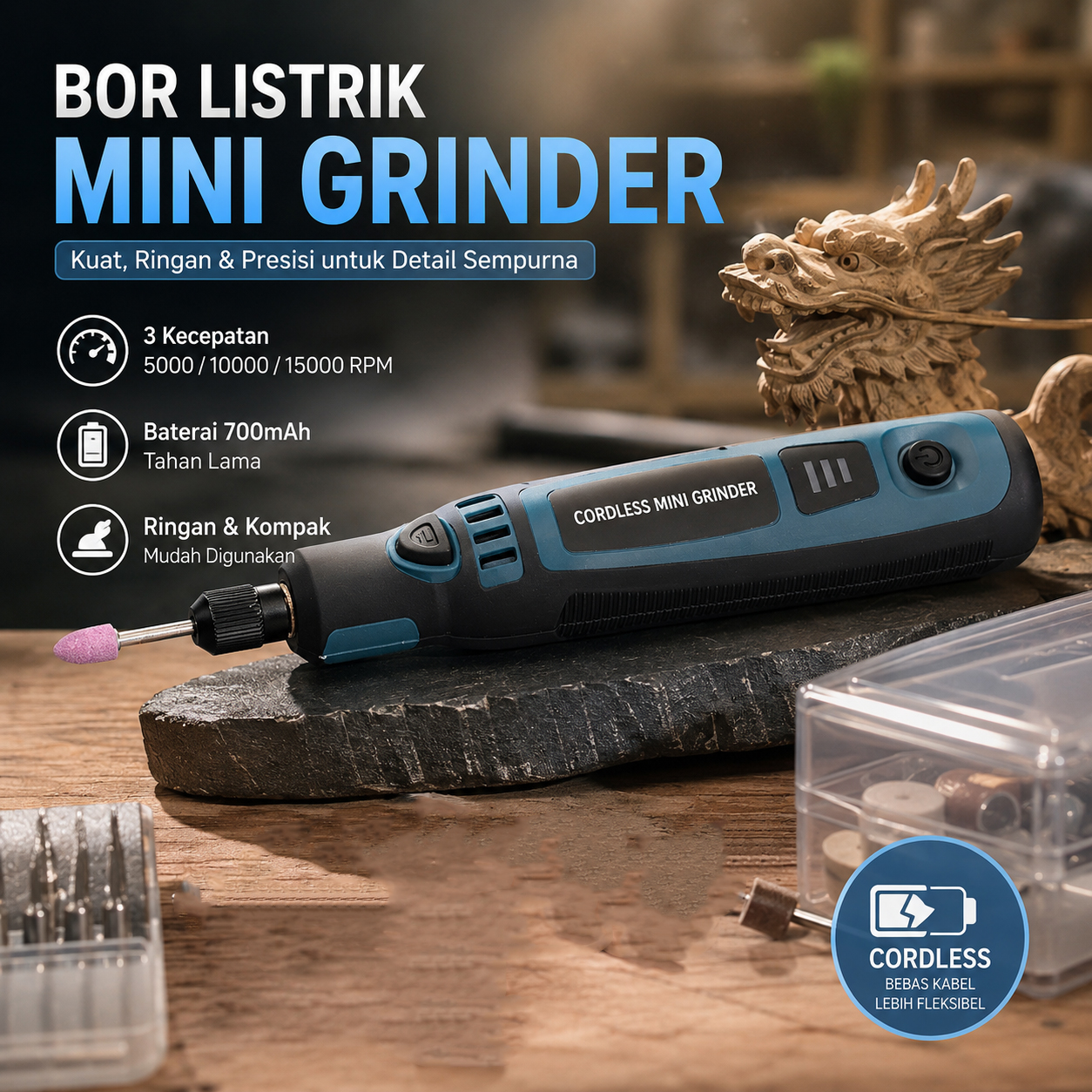 CMG Bor Listrik Mini Grinder Polishing USB 3 Speed 15000 RPM 3.7V - TY-CM01 Gambar produk CMG Bor Listrik Mini Grinder Polishing USB 3 Speed 15000 RPM 3.7V - TY-CM01 - Utama