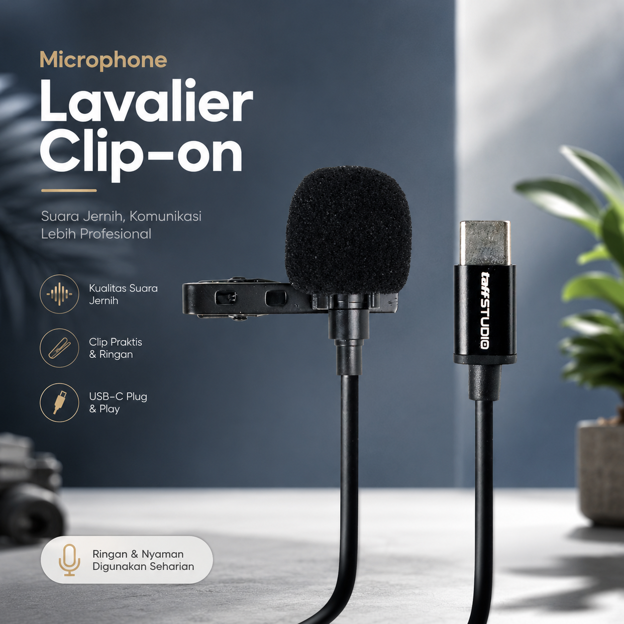 TaffSTUDIO Microphone Lavalier Clip-on USB Type C for Smartphone - JH-042 Gambar produk TaffSTUDIO Microphone Lavalier Clip-on USB Type C for Smartphone - JH-042 - Utama