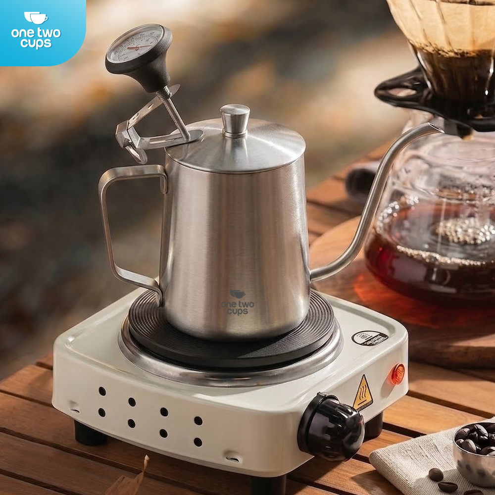 One Two Cups Teko Kopi Leher Angsa Gooseneck Pour Over Drip Kettle 600ml - HS-52 Gambar produk One Two Cups Teko Kopi Leher Angsa Gooseneck Pour Over Drip Kettle 600ml - HS-52 - 2