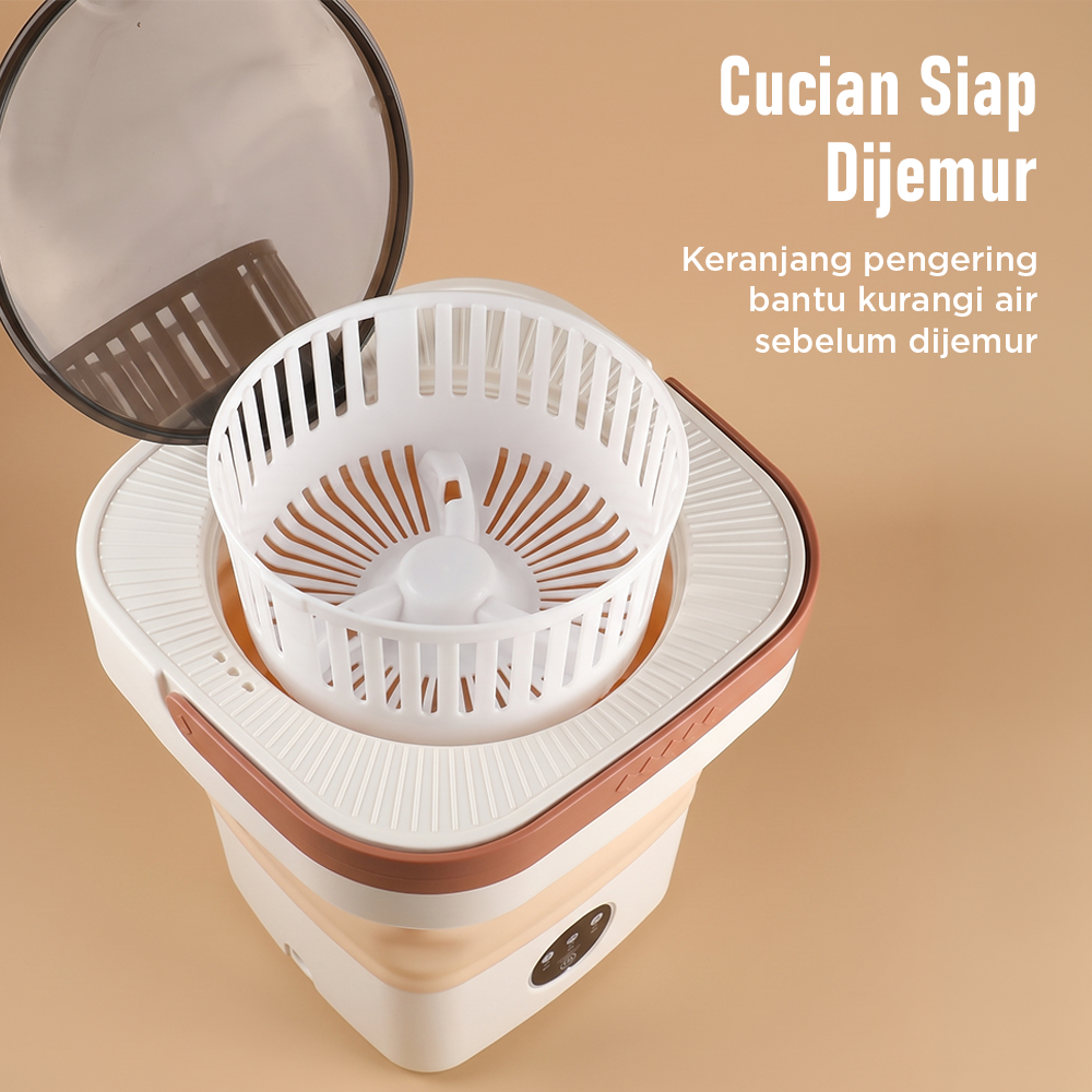 Gambar produk Houselin Mesin Cuci Mini Lipat Portable Foldable Washing Machine 8L - HS8 - 5