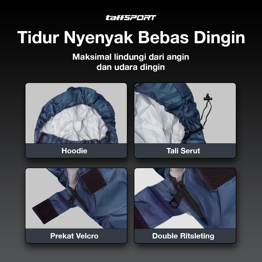 TaffSPORT Kantong Tidur Sleeping Bag 2in1 Envelope Model 2.1Mx75cm - TAF-KL Gambar produk TaffSPORT Kantong Tidur Sleeping Bag 2in1 Envelope Model 2.1Mx75cm - TAF-KL - 3