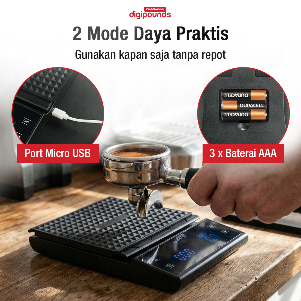 Gambar produk Taffware Digipounds Timbangan Kopi Digital USB Coffee Scale 0.1g 3kg - EK6012 - 5