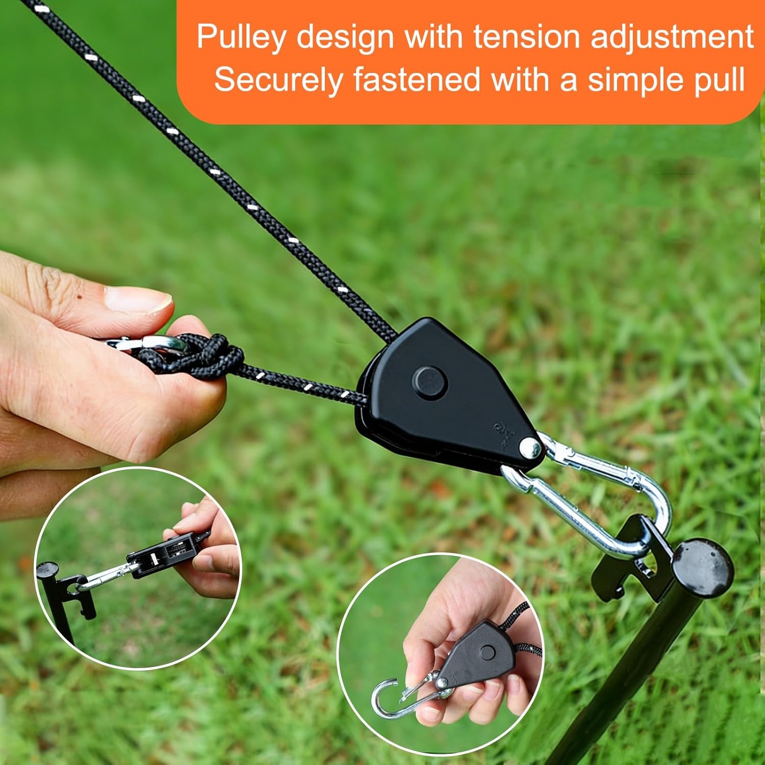 JOFU Tali Tenda Paracord Rope Tent 1/8 Inch Lifting Pulley 4 PCS 2M - SH200 Gambar produk JOFU Tali Tenda Paracord Rope Tent 1/8 Inch Lifting Pulley 4 PCS 2M - SH200 - 1