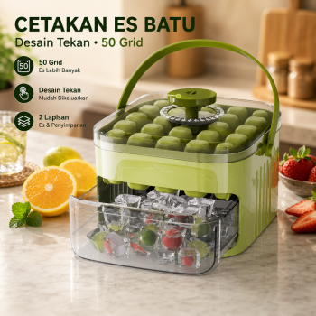 Anuoxin Cetakan Es Batu Jelly Kotak 50 Grid Double Layer Quick Press - F50