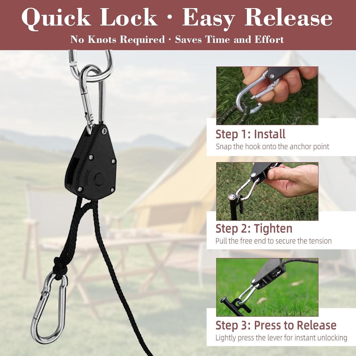 JOFU Tali Tenda Paracord Rope Tent 1/8 Inch Lifting Pulley 4 PCS 2M - SH200 Gambar produk JOFU Tali Tenda Paracord Rope Tent 1/8 Inch Lifting Pulley 4 PCS 2M - SH200 - 5
