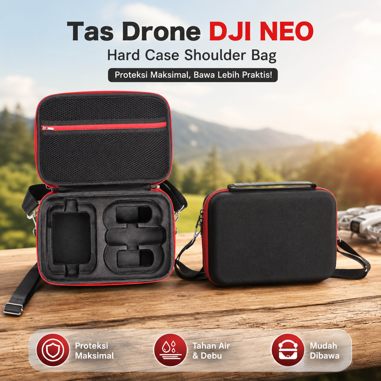 IBNUNU Tas Drone DJI NEO Hard Case Shouder Bag Waterproof Storage Bag - IB10 Gambar produk IBNUNU Tas Drone DJI NEO Hard Case Shouder Bag Waterproof Storage Bag - IB10 - Utama