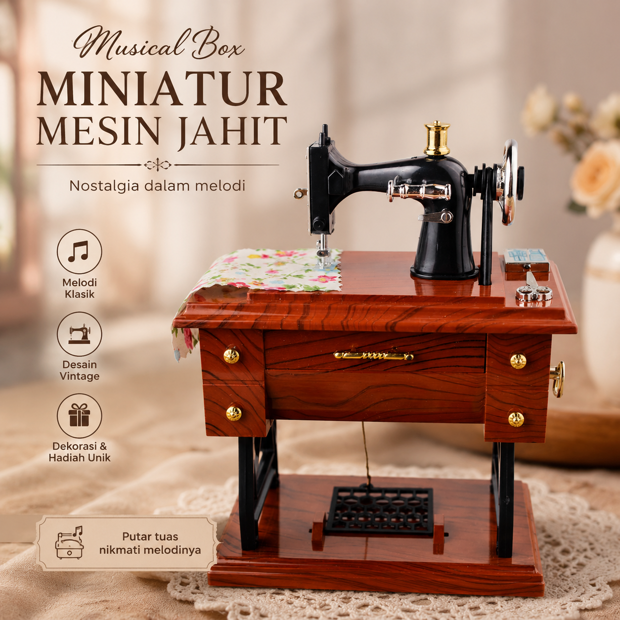 Gambar produk SARTORIUS Musical Box Kotak Musik Bentuk Miniatur Mesin Jahit - YL1010 - Utama