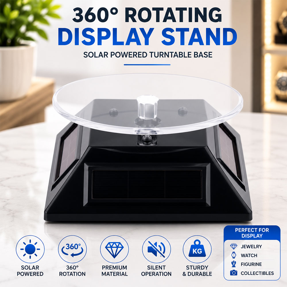 MOR Alas Putar Rotating Turntable Display Stand Solar Panel - QM115 Gambar produk MOR Alas Putar Rotating Turntable Display Stand Solar Panel - QM115 - Utama