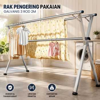 FMA Rak Pengering Pakaian Galvanis Clothes Drying Rack 3 Rod 2M - FM32M