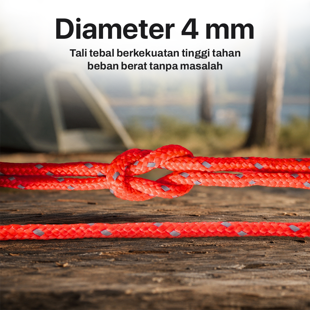 TaffSPORT Tali Paracord Tenda Camping Adventure Windproof 4mmx4M 4 PCS - YG148 Gambar produk TaffSPORT Tali Paracord Tenda Camping Adventure Windproof 4mmx4M 4 PCS - YG148 - 1