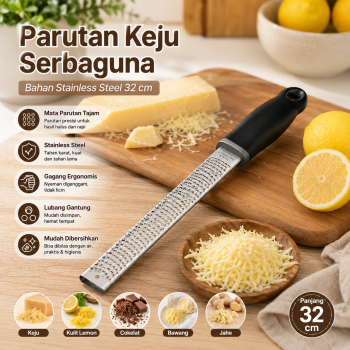 Gambar produk GLANYOMI Parutan Keju Grater Lemon Zester Stainless Steel 32cm - KW242
