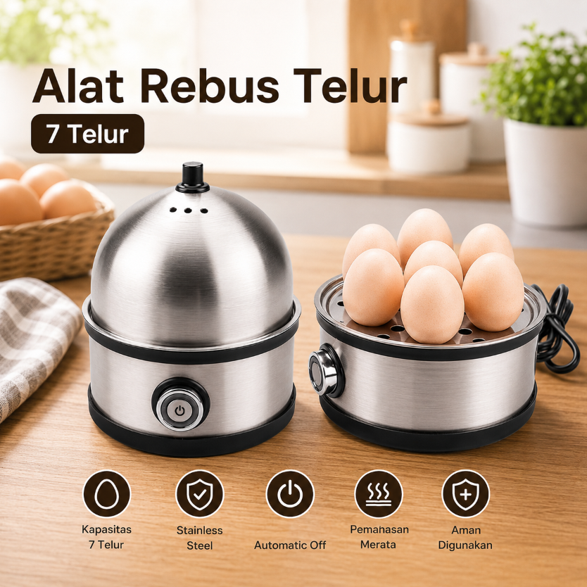 HUAPO Alat Rebus Telur Listrik 7 Slot Mini Egg Cooker 200W - ZDQ-FX04 Gambar produk HUAPO Alat Rebus Telur Listrik 7 Slot Mini Egg Cooker 200W - ZDQ-FX04 - Utama