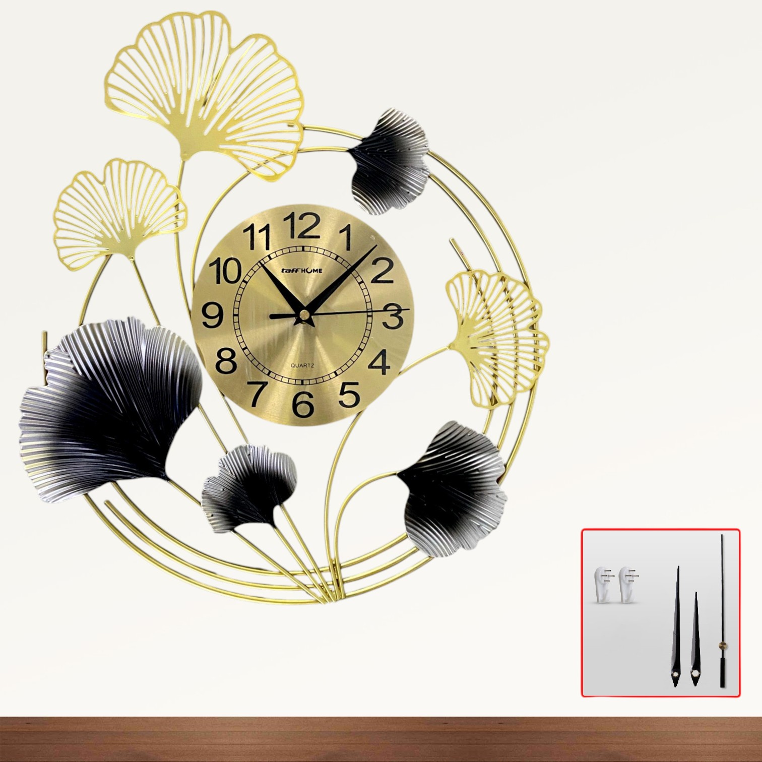 TaffHOME Jam Dinding Besi Elegan Ginkgo Leaf Quartz Movement 44cm - 25009 Gambar produk TaffHOME Jam Dinding Besi Elegan Ginkgo Leaf Quartz Movement 44cm - 25009 - 6