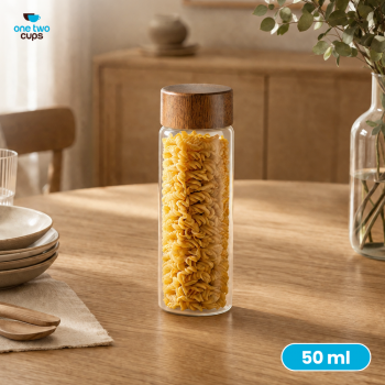 One Two Cups Toples Kaca Penyimpanan Makanan Tutup Plastik 50ml - TK820