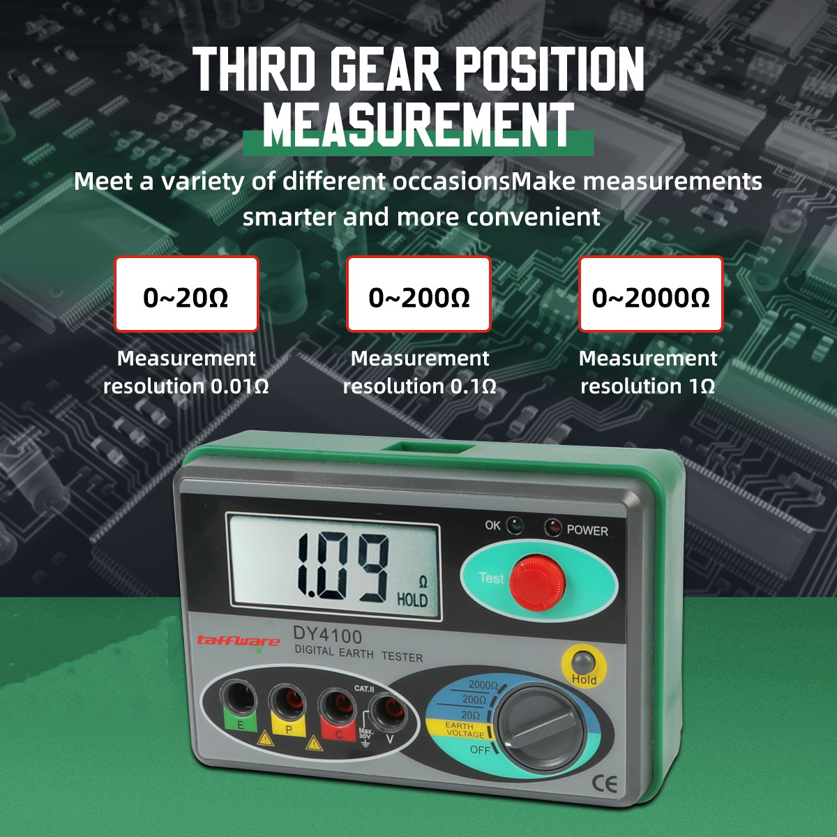 Gambar produk Taffware Alat Ukur Hambatan Resistansi Tanah Ground Resistance Tester - DY4100 - 2