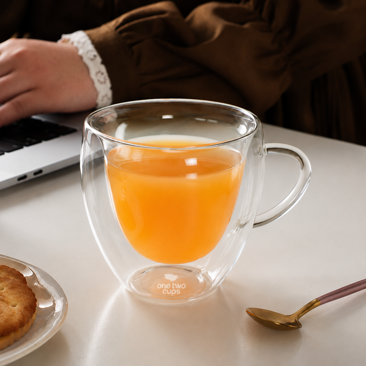 Gambar produk One Two Cups Cangkir Kopi Kaca Tahan Panas Double Wall Love Cup 200ml - CV2103l - 5