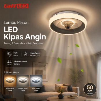 TaffLED Lampu Plafon LED Kipas Angin 75W 50cm Dimmable 3in1 Color - HY1