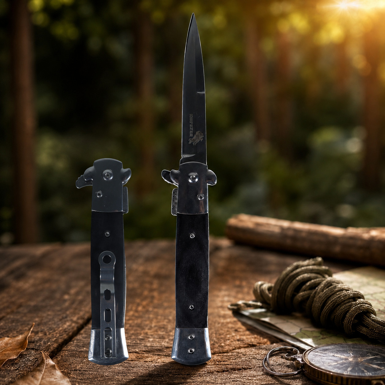 KNIFEZER Pisau Saku Lipat Folding Portable Knife Tool Wood Grip - S12 Gambar produk KNIFEZER Pisau Saku Lipat Folding Portable Knife Tool Wood Grip - S12 - 1