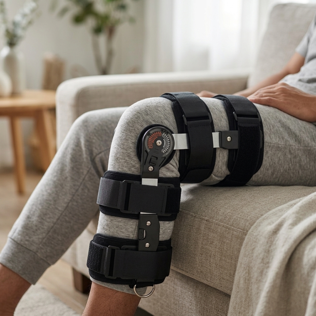 Januel Alat Terapi Kaki Adjustable Knee Joint Brace Sprain Protection - Jn08 Gambar produk Januel Alat Terapi Kaki Adjustable Knee Joint Brace Sprain Protection - Jn08 - 5