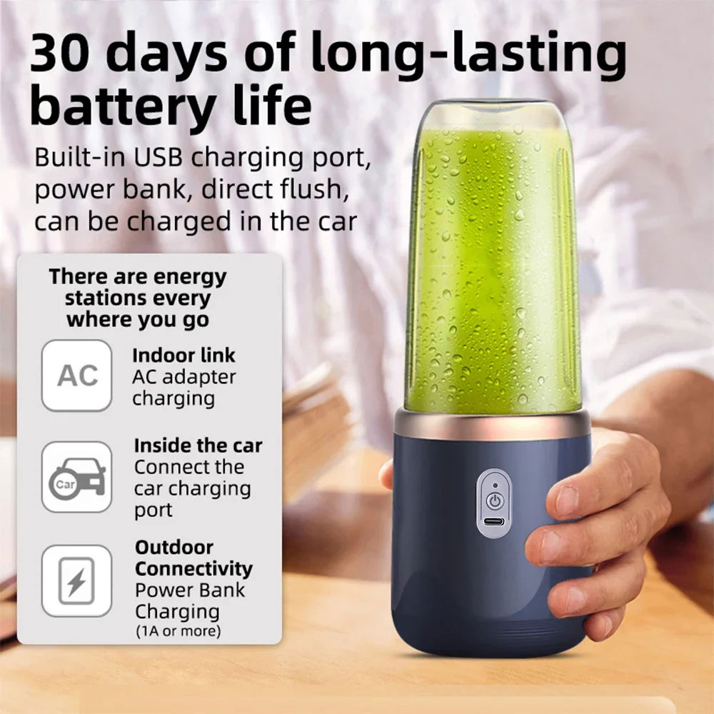 KAL Blender Portable Mini Juicer Buah 6 Pisau 40W 1200mAh 400ml - YE-07 Gambar produk KAL Blender Portable Mini Juicer Buah 6 Pisau 40W 1200mAh 400ml - YE-07 - 5