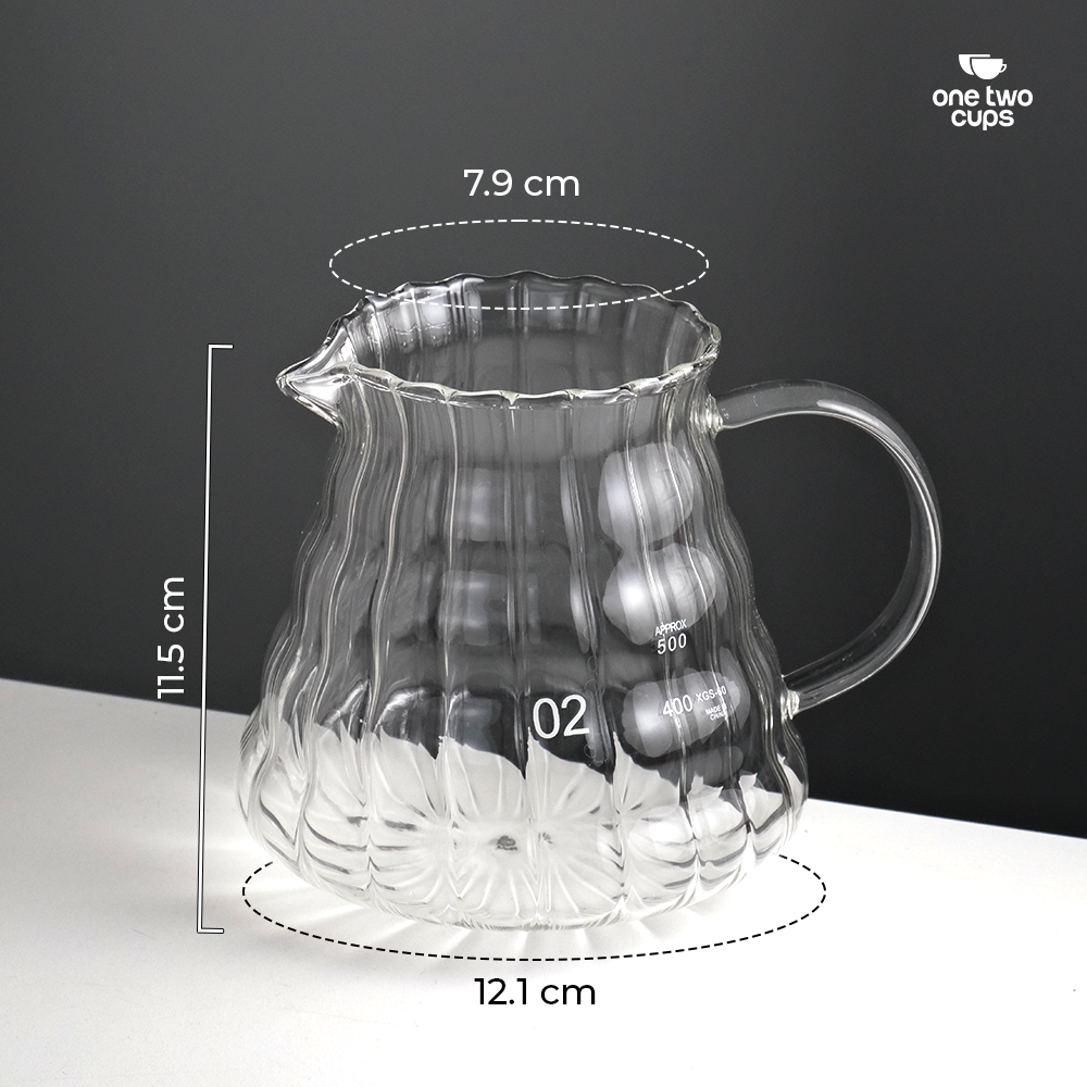 One Two Cups Teko Kopi Coffee Server V60 Drip Pour Over Kaca 600ml - XGS-36/60 Gambar produk One Two Cups Teko Kopi Coffee Server V60 Drip Pour Over Kaca 600ml - XGS-36/60 - 8