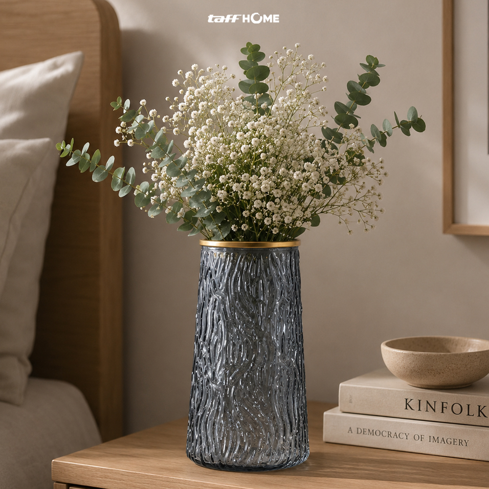 Gambar produk TaffHOME Vas Bunga Dekorasi Interior Ruang Tamu Motif Kulit Kayu - YF963 - 5