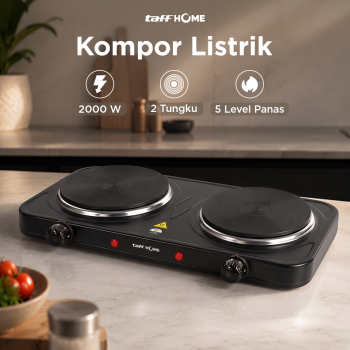 TaffHOME Kompor Listrik 2 Tungku Portable Hot Plate 2000W - H2-2000-04