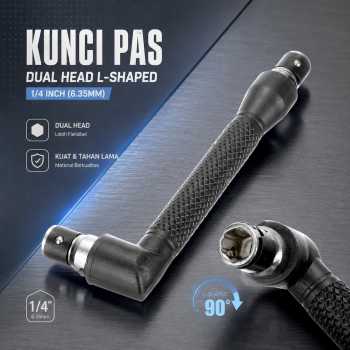 Kunci Pas Dual Head Socket Wrench 1/4 Inch 6.35mm L-Shaped - 3058