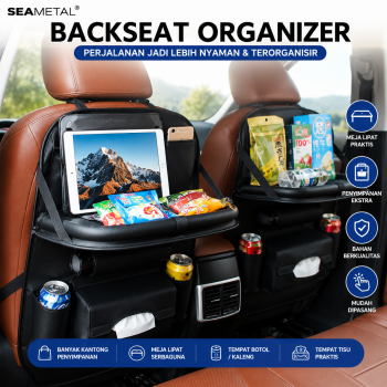 SEAMETAL Car Seat Organizer Mobil Jok Belakang Meja Lipat Kulit PU - C37275