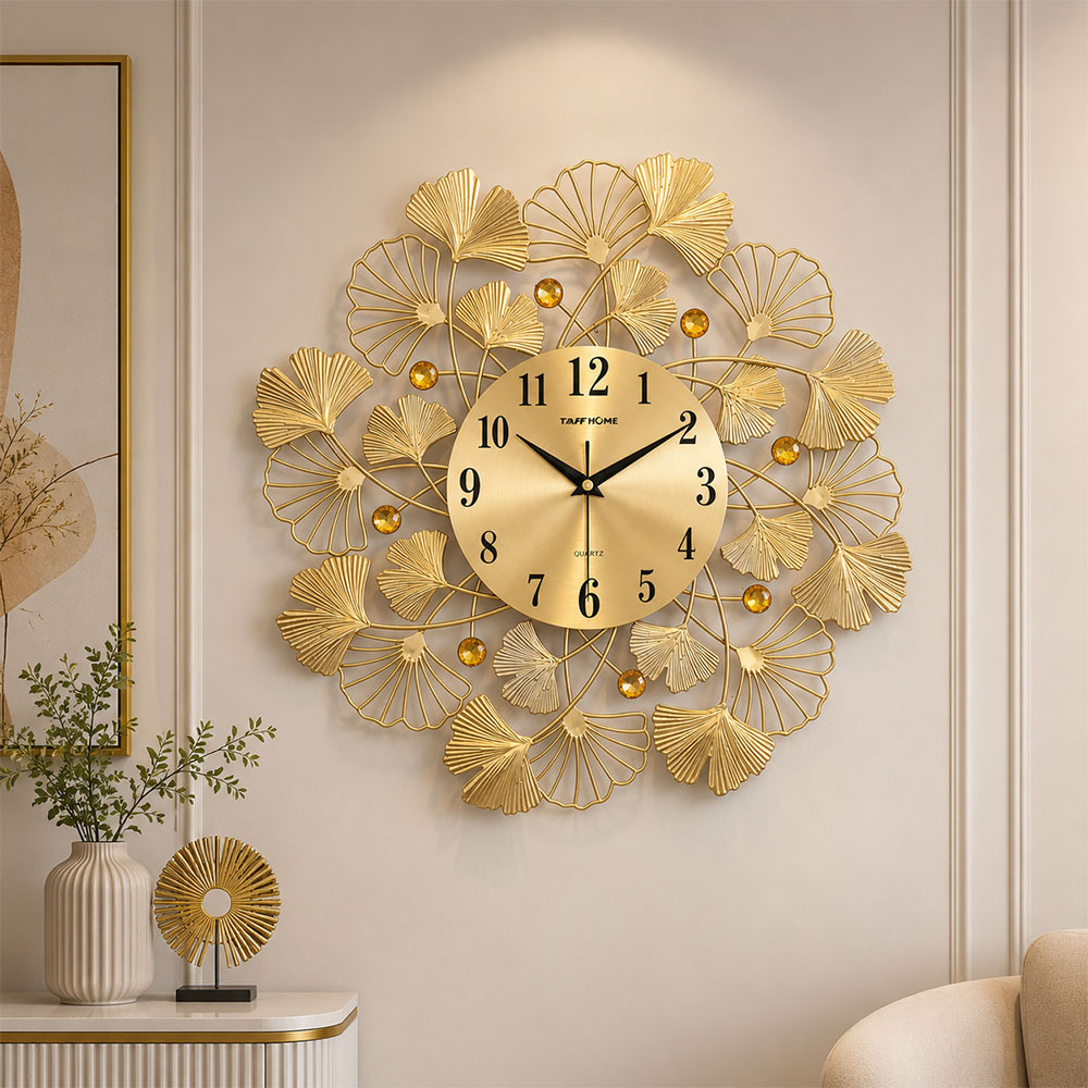 TaffHOME Jam Dinding Besi Elegan Ginkgo Leaf Quartz Movement 38cm - 25017 Gambar produk TaffHOME Jam Dinding Besi Elegan Ginkgo Leaf Quartz Movement 38cm - 25017 - 4