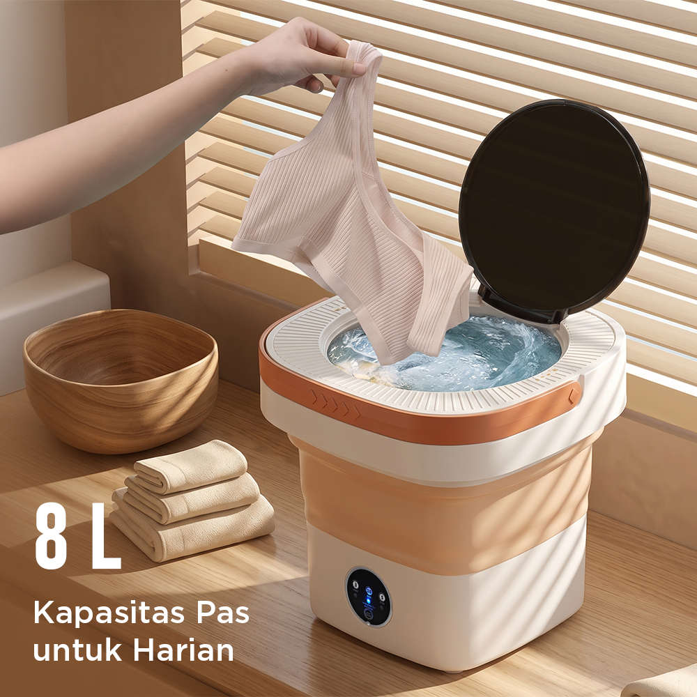 Gambar produk Houselin Mesin Cuci Mini Lipat Portable Foldable Washing Machine 8L - HS8 - 4