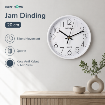 TaffHOME Jam Dinding Quartz Nordic Minimalist Silent Movement 20cm - DG-20