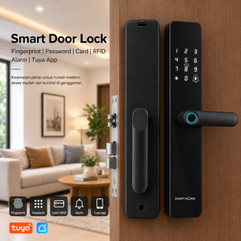 TaffHOME Smart Door Lock Fingerprint Password Card RFID Alarm Tuya App - A1
