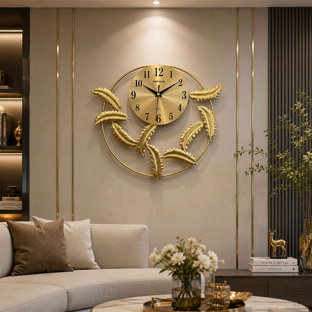 TaffHOME Jam Dinding Quartz Luxury Feather European Style 31cm - 25054 Gambar produk TaffHOME Jam Dinding Quartz Luxury Feather European Style 31cm - 25054 - 3