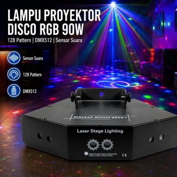 GOVE Lampu Proyektor Disco Sensor Suara RGB 128 Pattern DMX512 90W - EL-6EGL