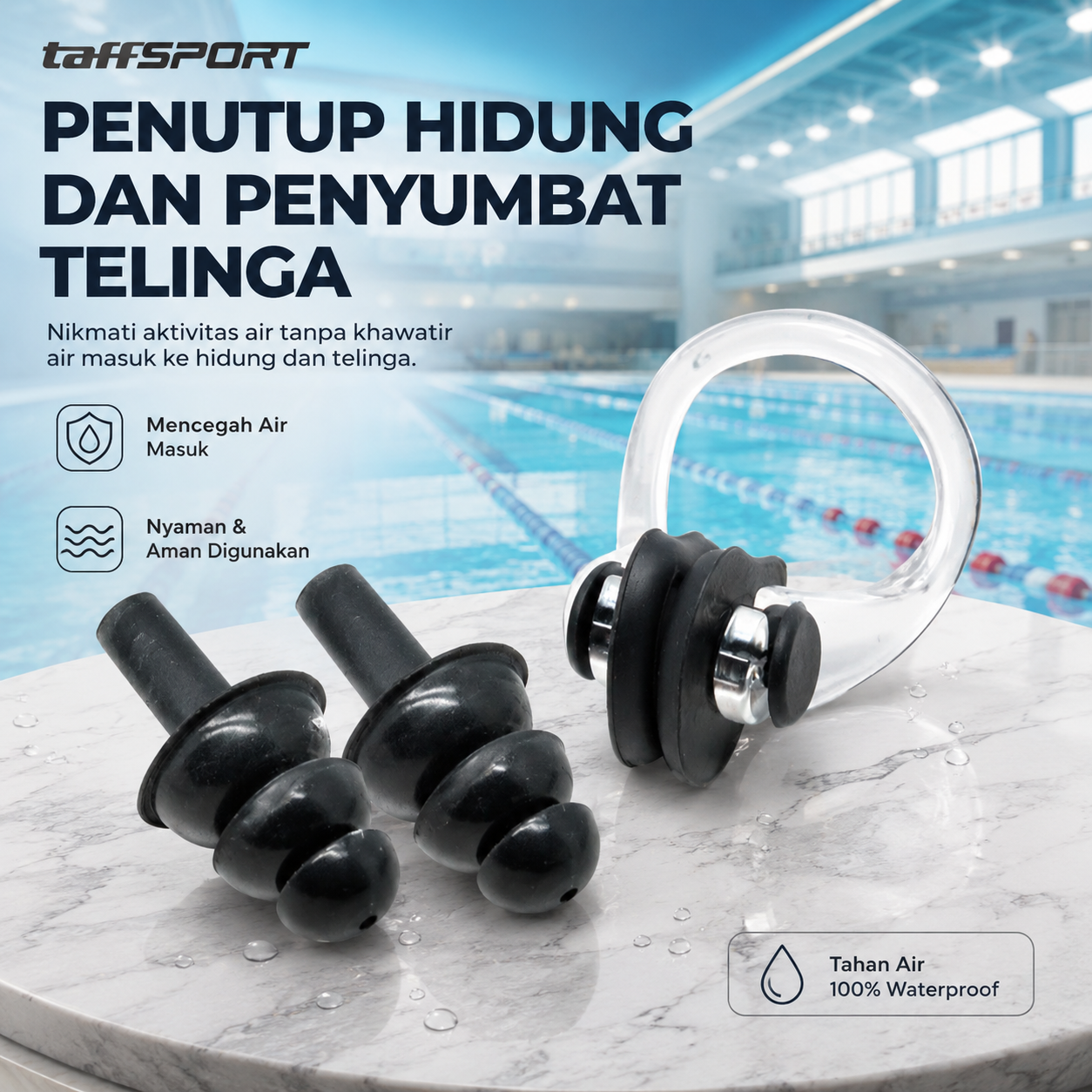 TaffSPORT Penutup Hidung dan Penyumbat Telinga untuk Renang Silikon - WFW051 Gambar produk TaffSPORT Penutup Hidung dan Penyumbat Telinga untuk Renang Silikon - WFW051 - Utama