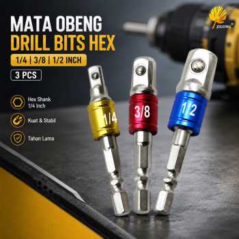 JIGONG Mata Obeng Adaptor Drill Bits Hex Shank 1/4 3/8 1/2 Inch 3 PCS - LK006