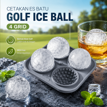 TaffHOME Cetakan Es Batu Silikon Bola Golf Ice Ball Mold 4 Grid - FS4