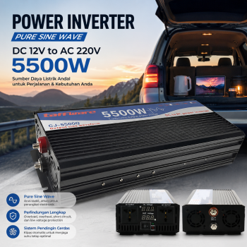 Taffware Power Inverter Mobil Pure Sine Wave DC 12V to AC 220V 5500W - CJ-5500Q